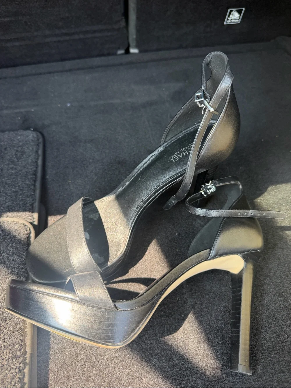 New women's Michael Kors 8.5 Black Ankle-Strap Platform Heel Sandals